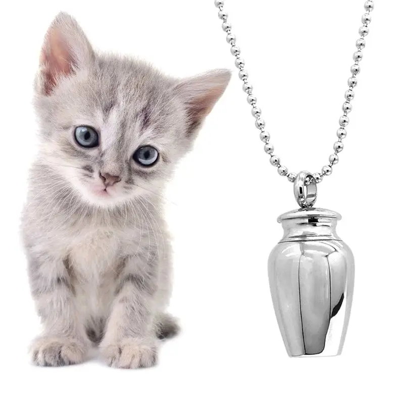 Pet Ashes Cylinder Memorial Urn Necklace Stainless Steel Cremation Jewelry For Cat Dog | Дом и сад