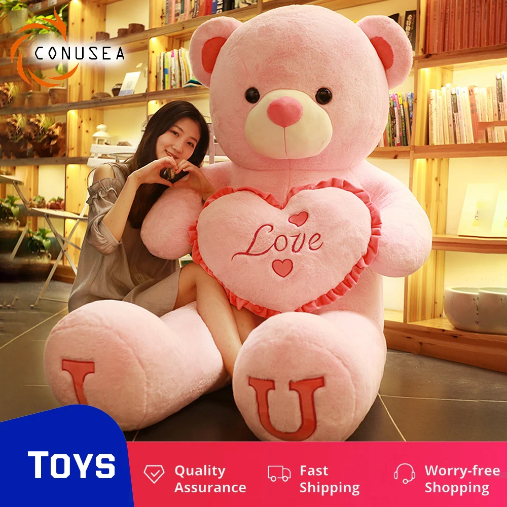 

80/100Cm Big Pink Plush Toy Creative Teddy Bear Stuffed Animals Glowing Birthday Gift for Kids Pillow Grilfriend Girl Wife Child