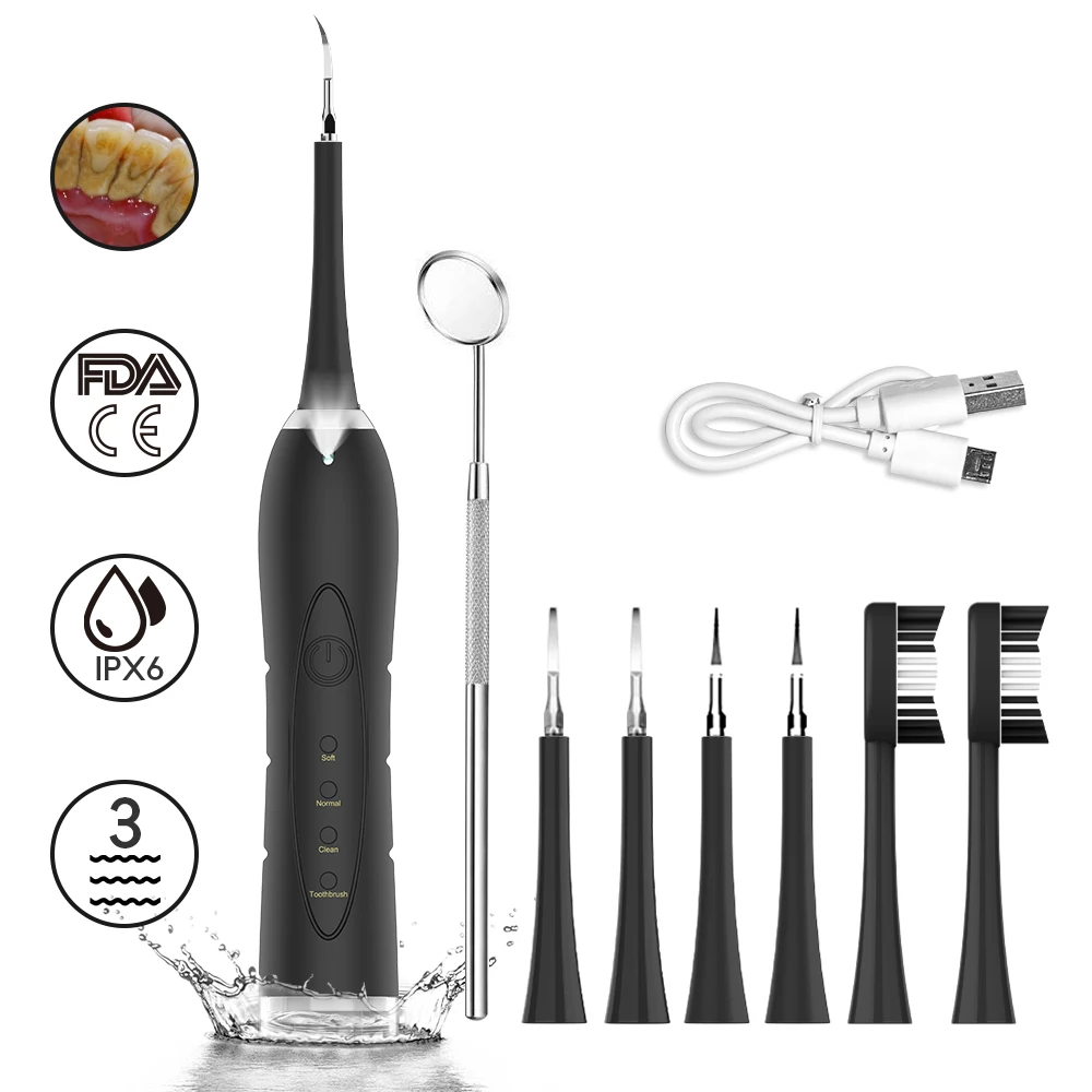 Dental Calculus Remover Scaler Electric Sonic Tooth Stains Tartar Tool USB Charging Teeth Whitening Oral Hygiene | Красота и здоровье