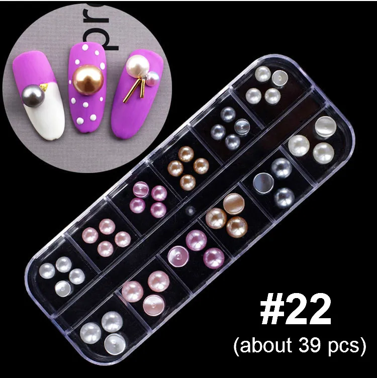Mixed Colorful Rhinestones For Nails Crystal Stones Gems Manicure Accessories Studs 27 Models Diamonds 3D Nail Art Decorations