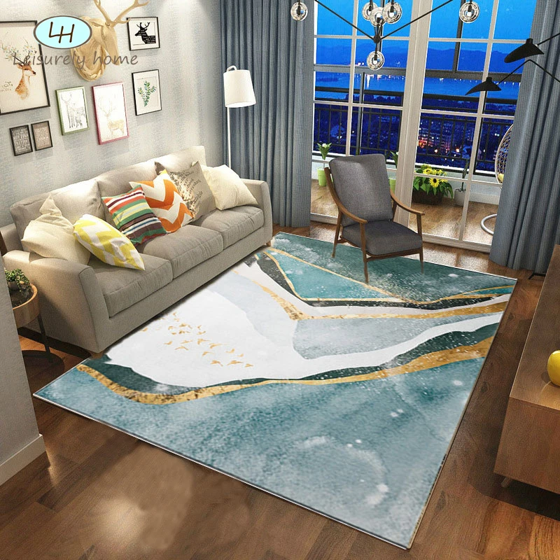 Ковер из синели с геометрическим золотым узором в скандинавском стиле ковер для