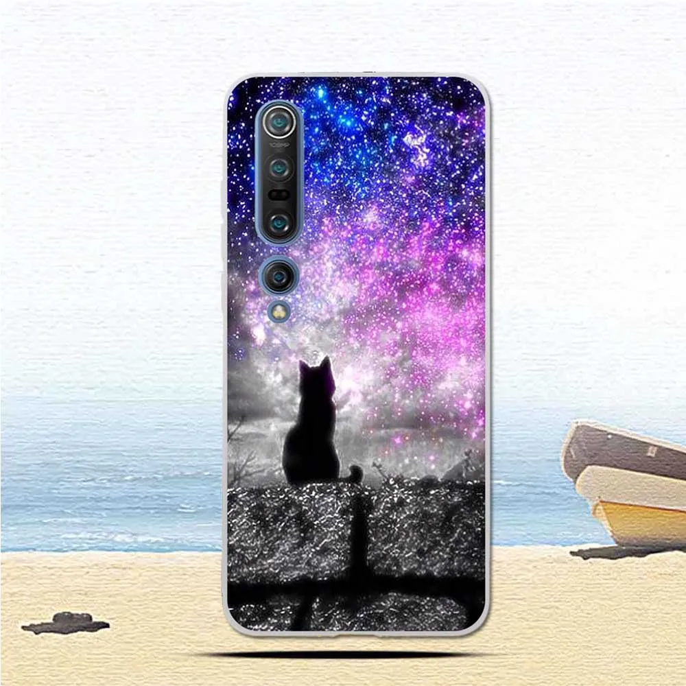 Чехол для Xiaomi Mi 10 Модный мягкий силиконовый чехол с мультяшным рисунком чехлы
