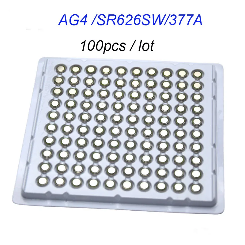 100 шт./лот LR66 377 376 177 SR626SW 626 SR626 V377 AG4 1 55 V батарейки-таблетки батарейки для часов |