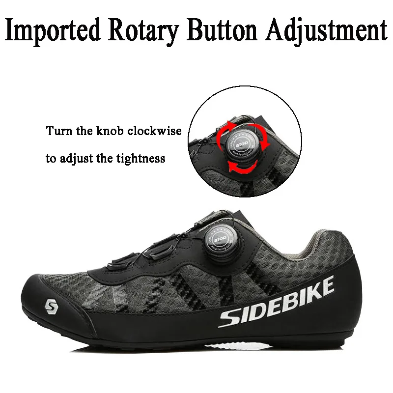 SIDEBIKE 2 Colors Cycling Shoes Men Pro Team Mountain Road Bike Shoes Rubber Breathable Bicycle Unlocked Shoes  MTB 36-46 Size