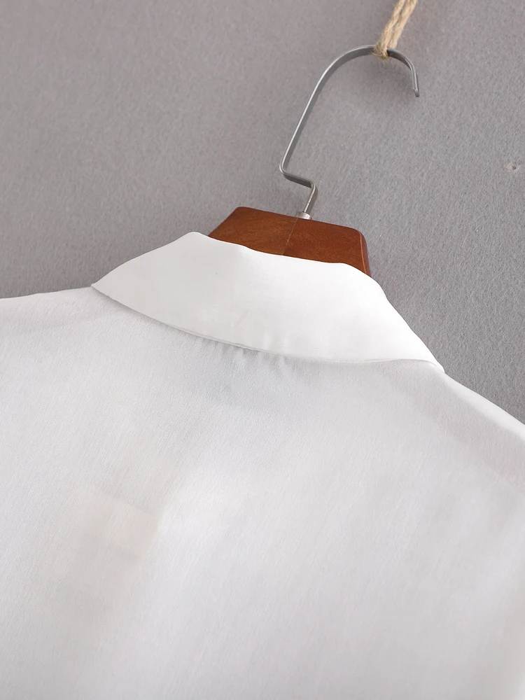 Женская Асимметричная блузка с длинным рукавом белая Повседневная Длинная