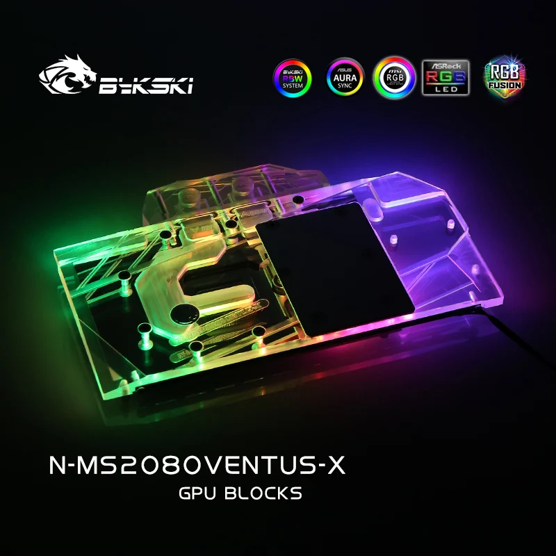 Bykski N-MS2080VENTUS-X полное покрытие видеокарты блок водяного охлаждения для MSI RTX2080 8G