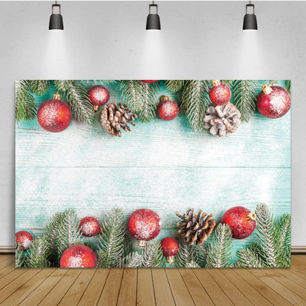 

Laeacco Рождественский зимний фон шарики ветки сосновые орехи день рождения портрет фотографический фон для фотостудии