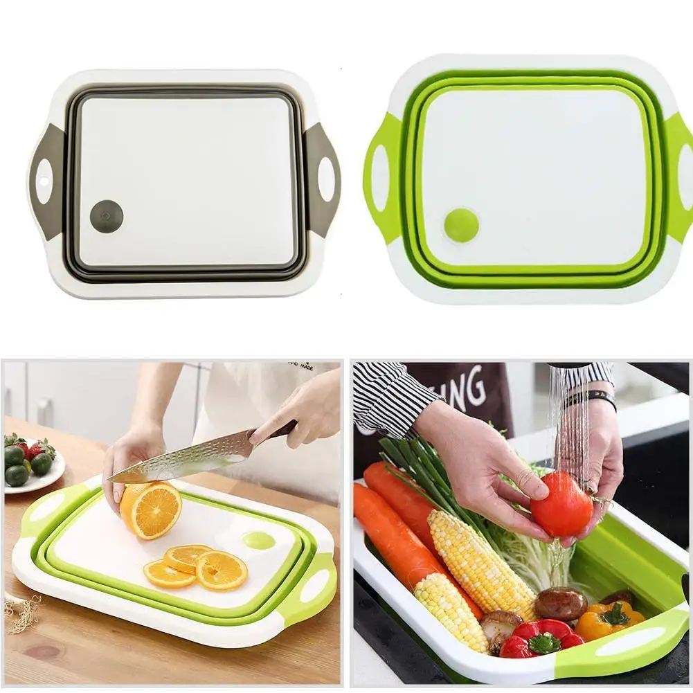 

Folding Cutting Board Multifunctional Collapsible Sink Strainer Drain Vegetables Storage Basket Washable Organizer Kitchen Y5V8