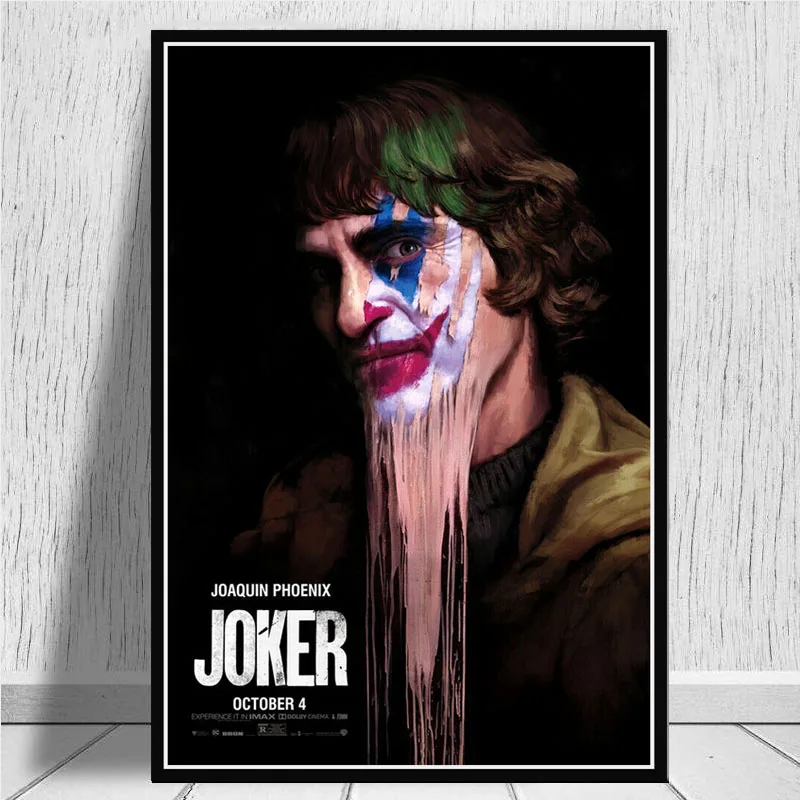 Печать плакатов плакат с джокером Хоакин Феникс фильм DC комическое Искусство Холст Картина маслом настенные картины для гостиной домашний декор - Цвет: Шоколад