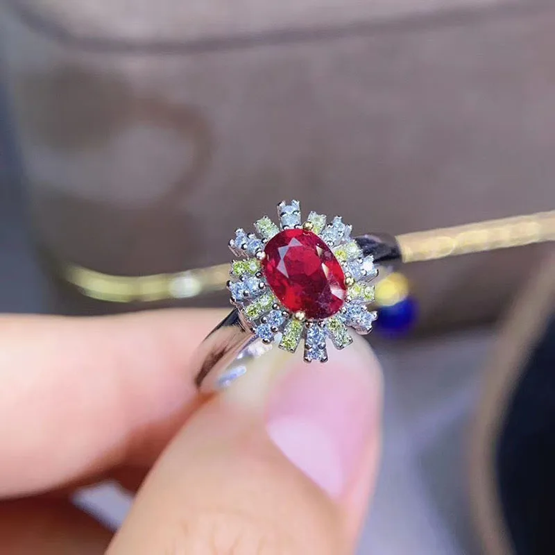 Классическое овальное милое кольцо с рубином для женщин Свадебное ювелирное