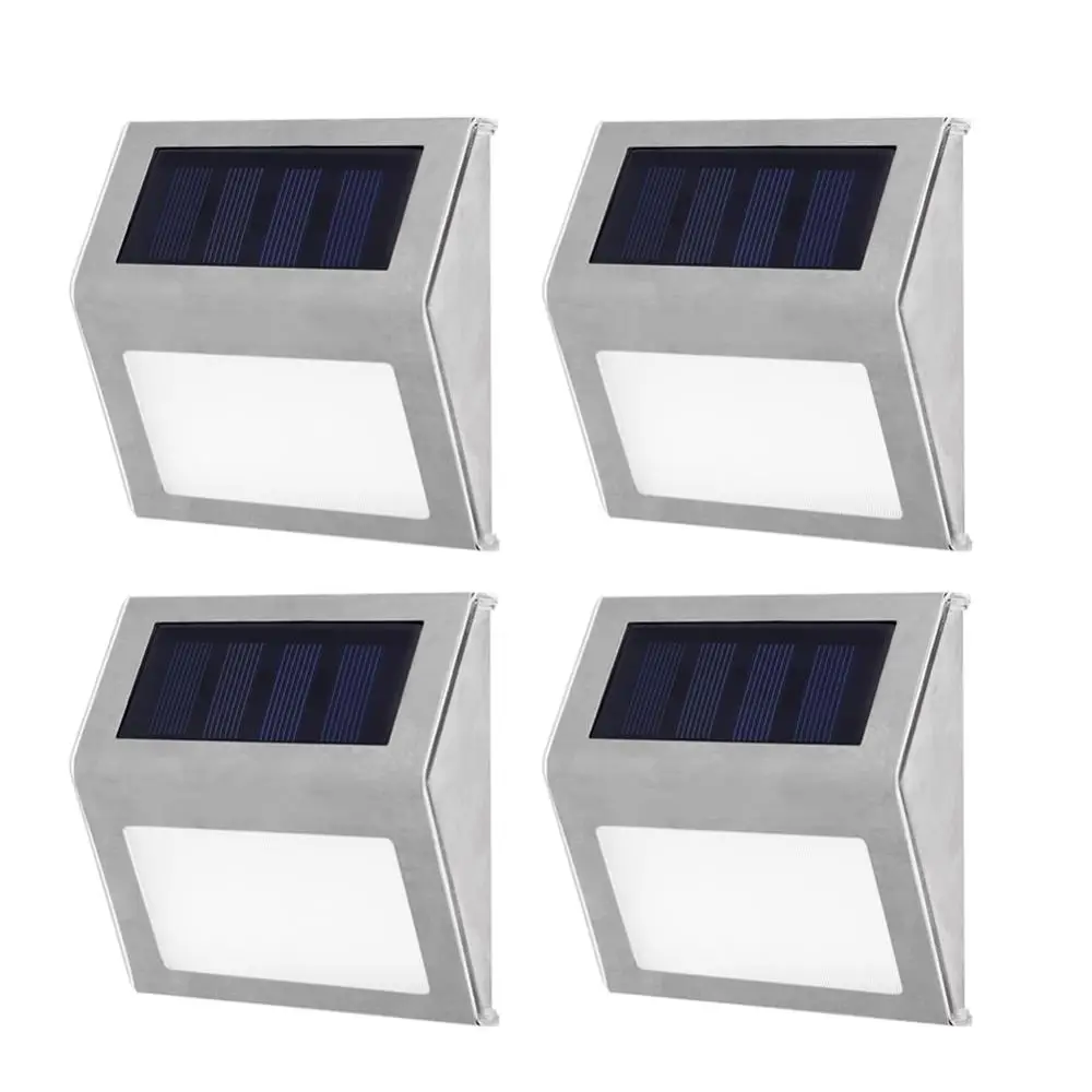 4PCS 1-4 шт. 3LED Солнечная настенная лампа для улицы, водонепроницаемая солнечная энергия, садовый забор, светильник для двора, дорожка, забор, настенный светильник, садовый светильник - Испускаемый цвет: 4PCS