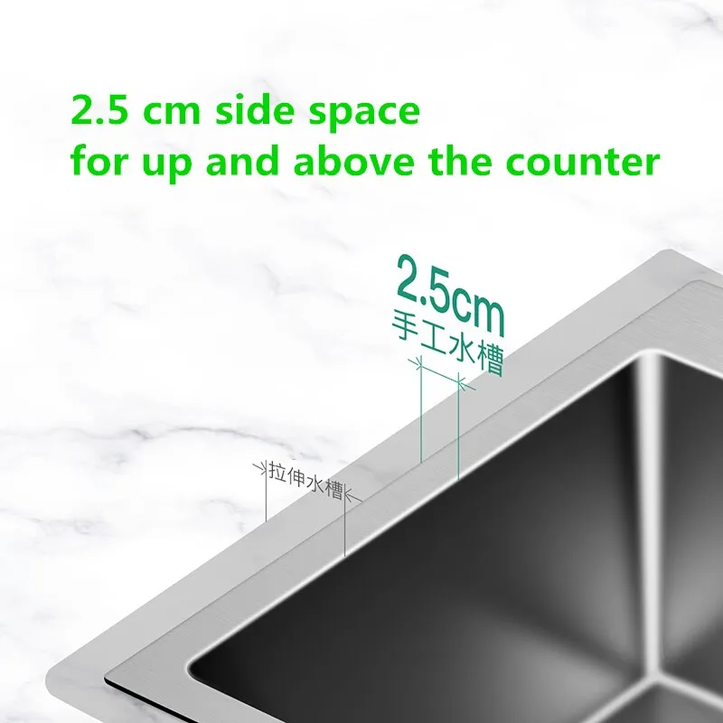 

Kitchen Sinks Single bowel Above or Uder Counter Vegetable Washing Basin Handmade Stain Color Stainless Steel Kitchen Sinks