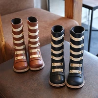 autumn new children shoes girls fashion rivets knee high boots long tube martin boots princess shoes knight single boots