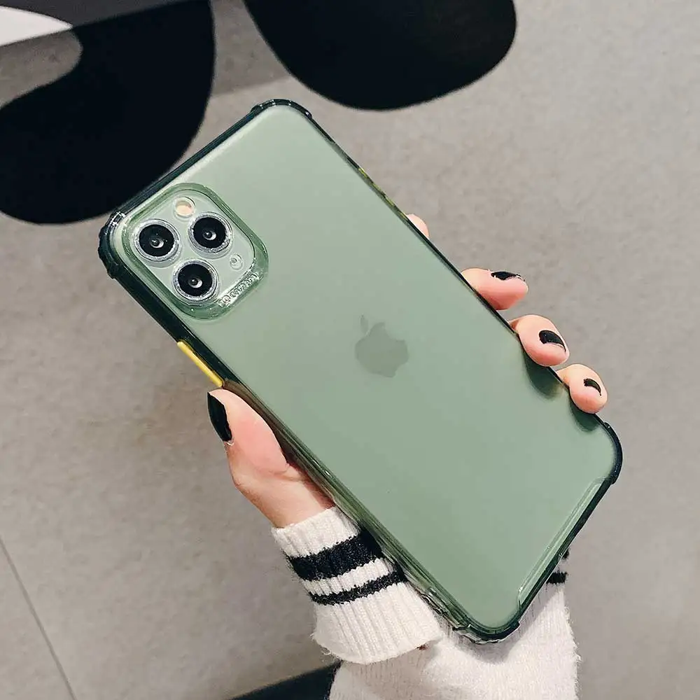 Простой матовый прозрачный зеленый чехол для телефона iPhone 11 Pro XS Max XR 6s 8 7 6 Plus 8plus