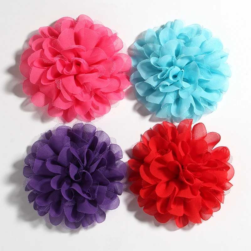 Модные шифоновые сетчатые цветы для волос 5 шт. 4 дюйма 11 см аксессуары пушистые