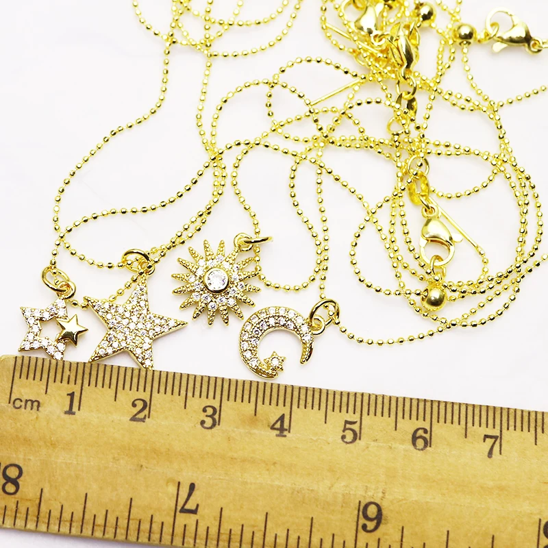 

10 Strand Zirconia Solar & star charms necklace jewelry accessories Slim chain necklace for women New design 8227
