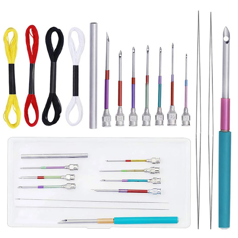 

LMDZ Colors Embroidery Pen Needle Set Thread Punch Stitching Knitting Kit Women Mom DIY Sewing Accessories
