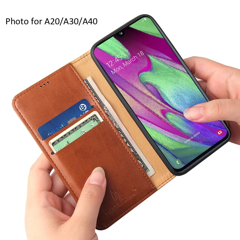 Fierre shann кошелек магнитная кожа флип чехол для samsung Galaxy A50 A30 A30S A50S A20 A40 A70 A80 A90