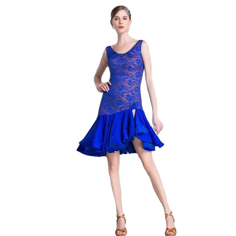 

LP-1808 Yundance new royal Latin dance practice dress salsa tango chacha dress ballroom competition practice dress for sale