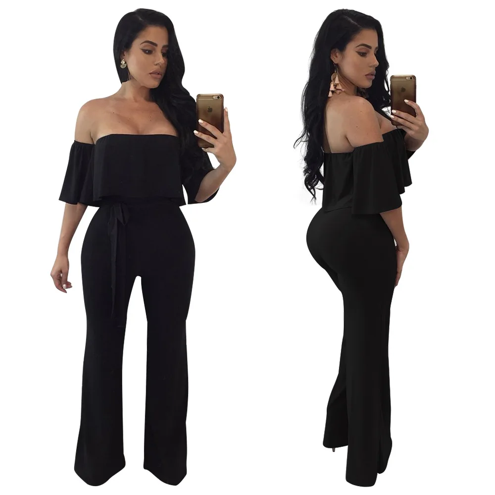 

L6023 2019 European and American Fashion Wish AliExpress Amazon Hot Sexy off-Shoulder Jumpsuit