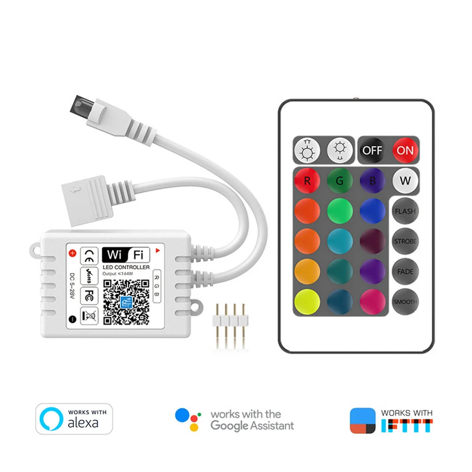 Смарт контроллер WiFi RGB 4 контакта 24 клавиши поддержка Alexa Google Home IFTTT для 5050 2835 LED