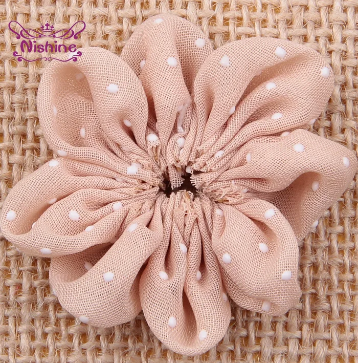 

10pcs/lot Fabric Flower Accessories with Dots DIY Handmade Headwear Party Decoration Photography Props No Hair Clip for Headband