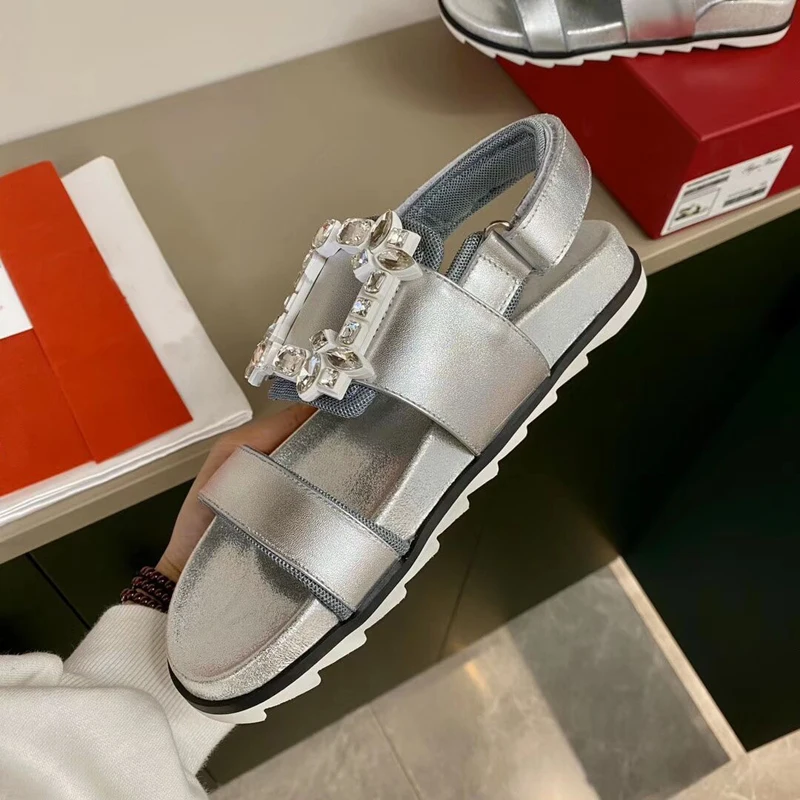 Сандалии женские из натуральной кожи пляжная обувь на толстой подошве сандалии