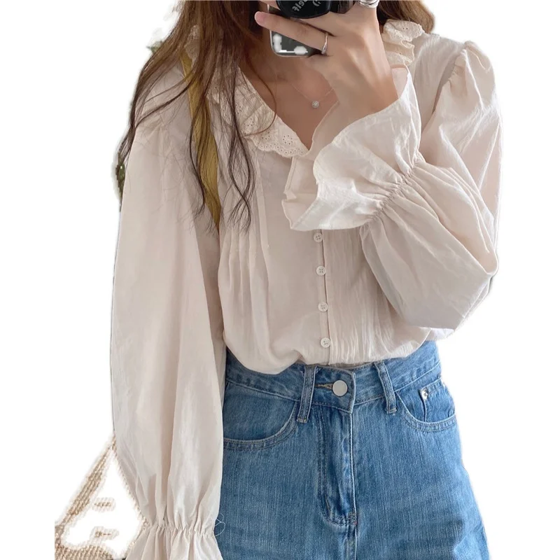 

S-XL New oversize Women Blouses spring Tops femme Casual Women shirt long sleeve Cotton Girls Blouse Plus Size Blusas autumn