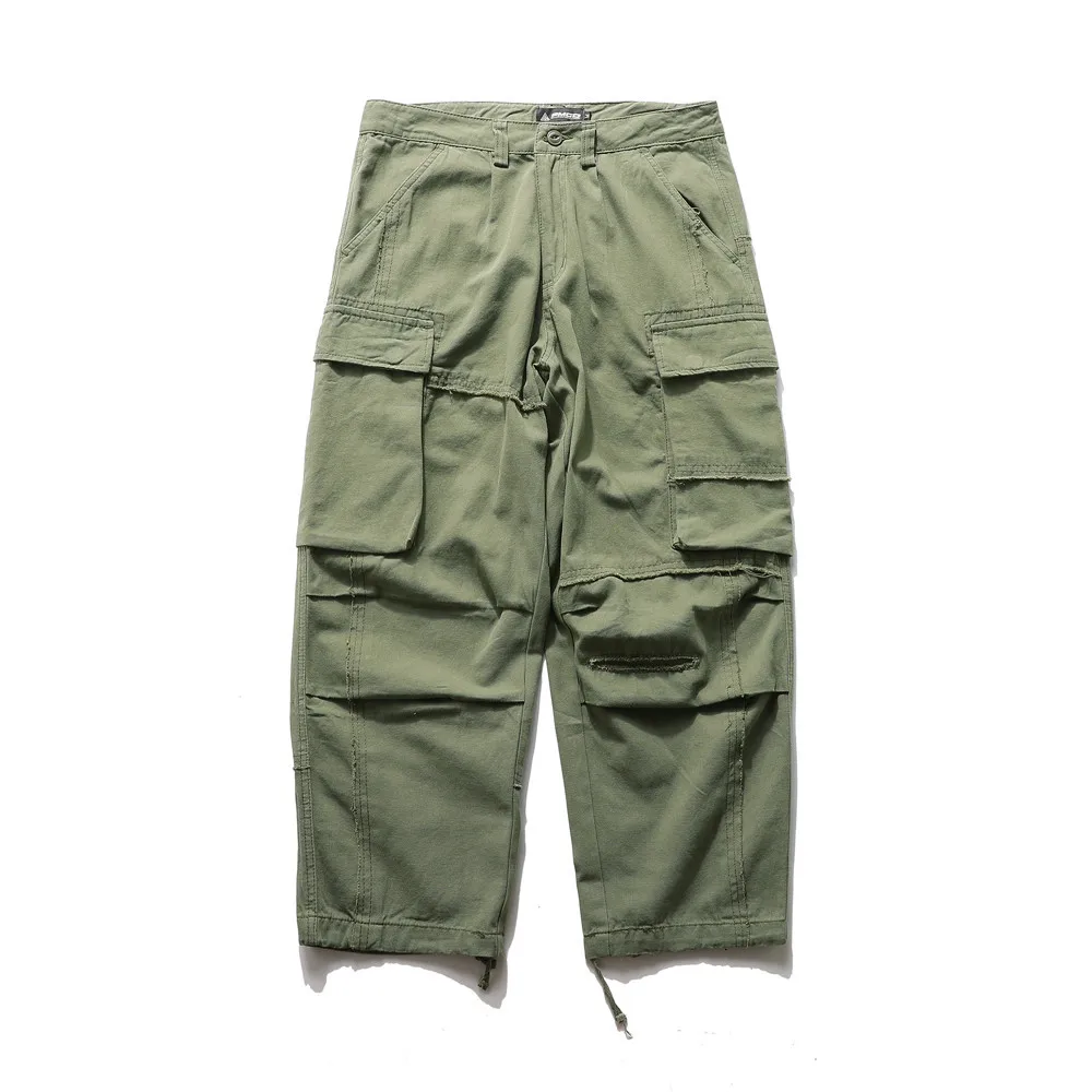 

Multi Pocket overalls men's fashion brand elastic waist drawstring Leggings Street trend loose straight pants