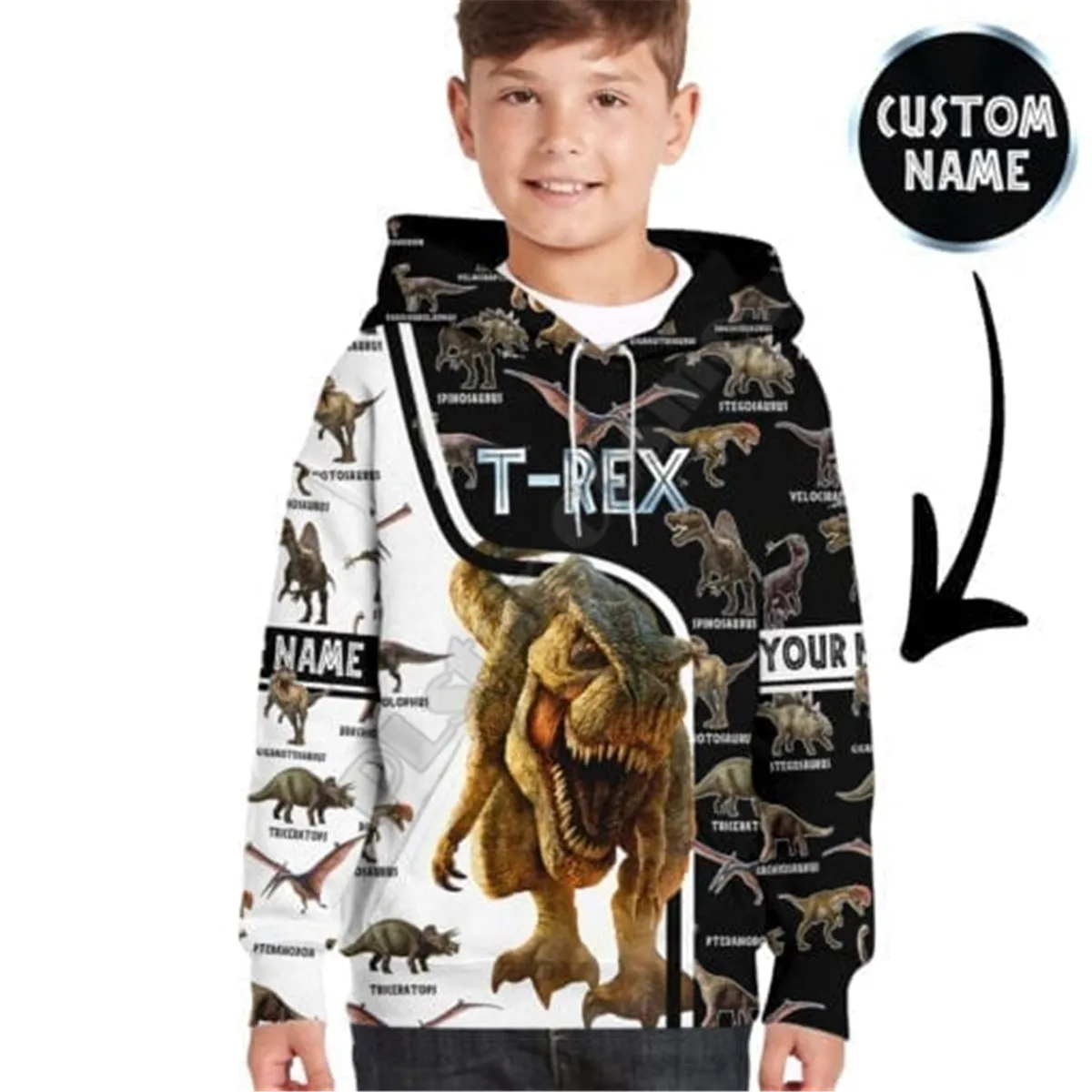 

Love Dinosaur 3D Printed Hoodies Kids Pullover Customize Your Name Sweatshirt Tracksuit Jacket T Shirts Boy For Girl Style-12