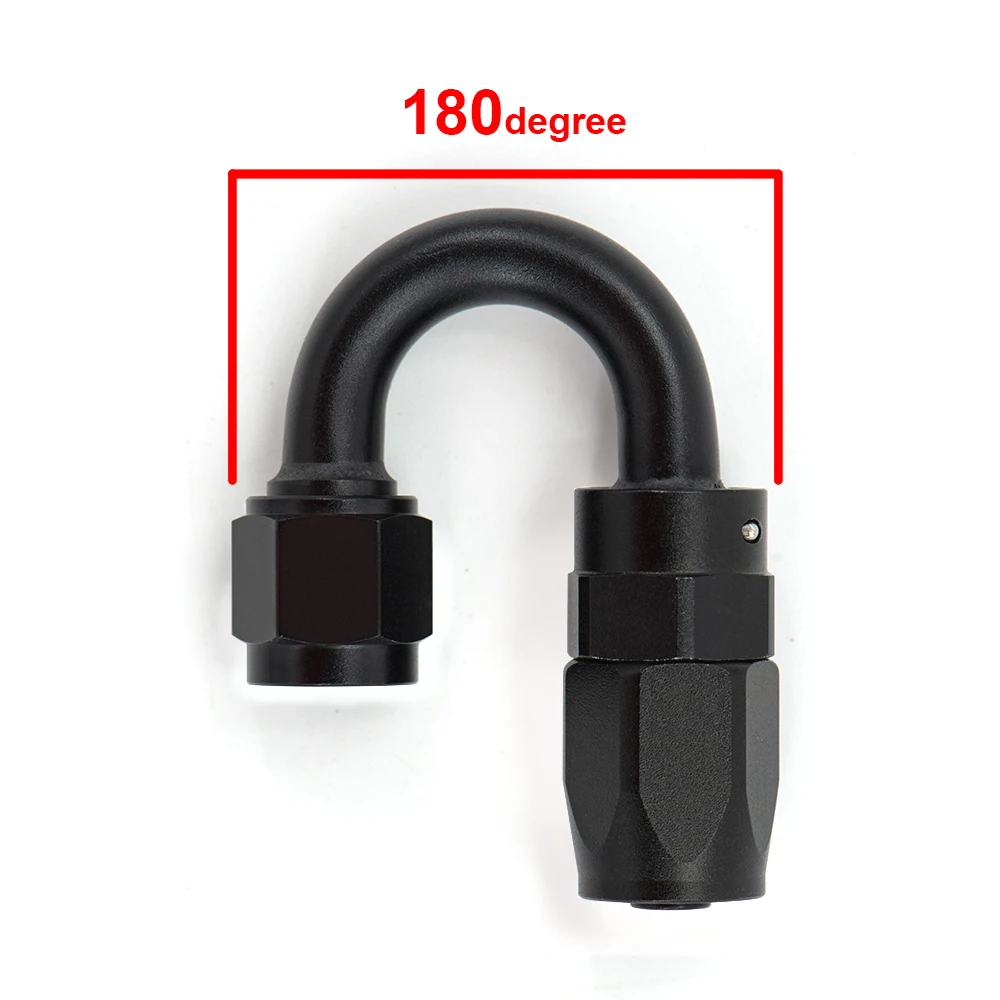Black 0 45 90 120 180 Degree Hose End Oil Fuel Reusable Fitting AN10 FKM Oil Fuel Swivel Hose Anoized Aluminum Straight Elbow images - 6