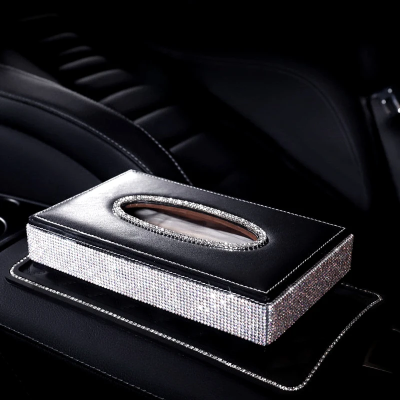 

Crystal Car Tissue Box Diamond Tissue Paper Case Rhinestone Tissue Box Bag Pumping Paper Case Dispenser for Home Office Car