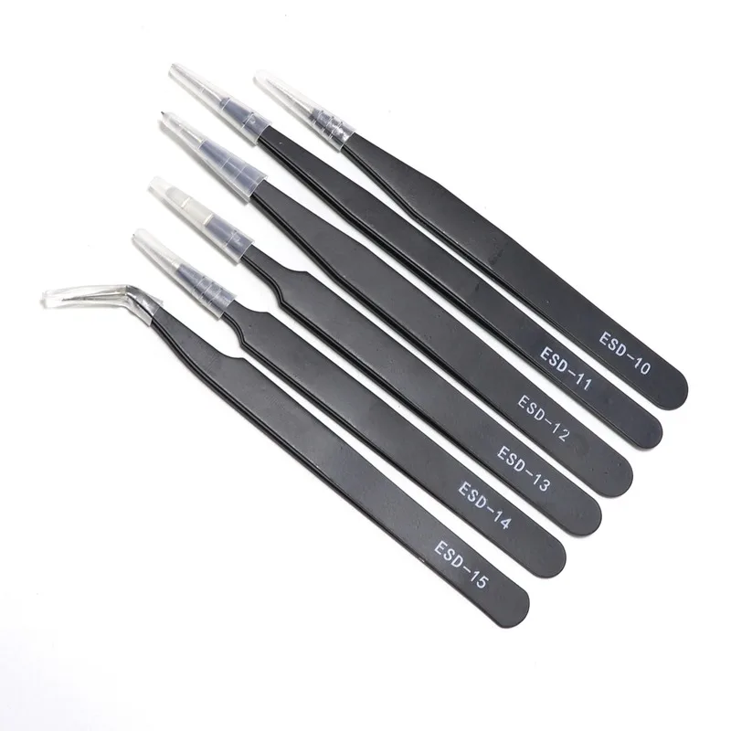 Stainless steel precision ESD anti-static tweezers pointed elbow can be customized tools bird's nest clip grafting eyelash tweez |