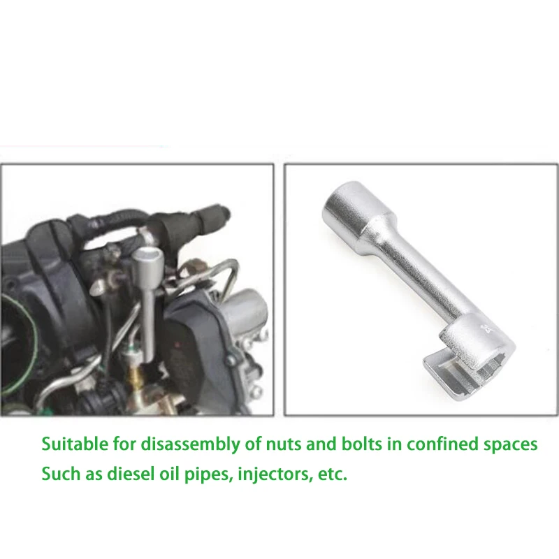 6 шт. насадок для инжекторов топлива с ключом L-образной формы открытого типа на 1/2" приводе и размерами 12, 14, 16, 17, 18 и 19 мм. Автосервисный инструмент.