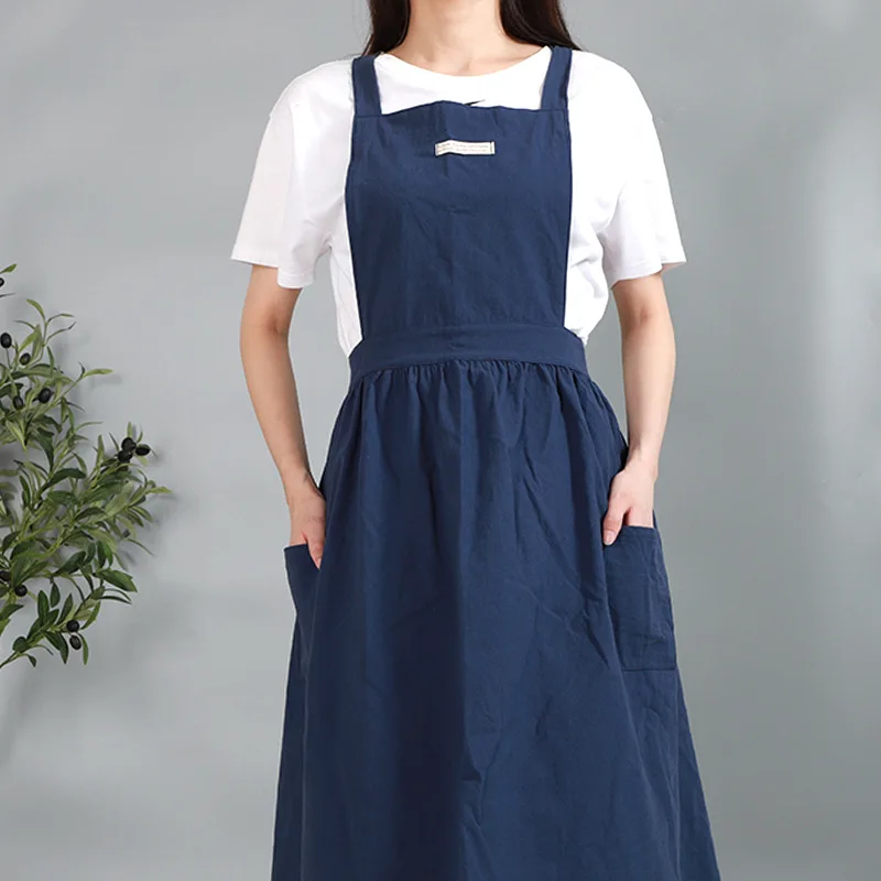 

Pure Color Cooking Kitchen Apron Pleated Skirt Bibs for Woman Men Chef Hotel Waiter Cafe Shop Hairdresser Aprons
