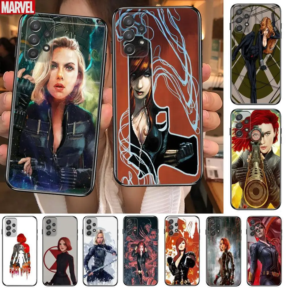 

Cartoon Black widow Phone Case Hull For Samsung Galaxy A70 A50 A51 A71 A52 A40 A30 A31 A90 A20E 5G a20s Black Shell Art Cell Cov