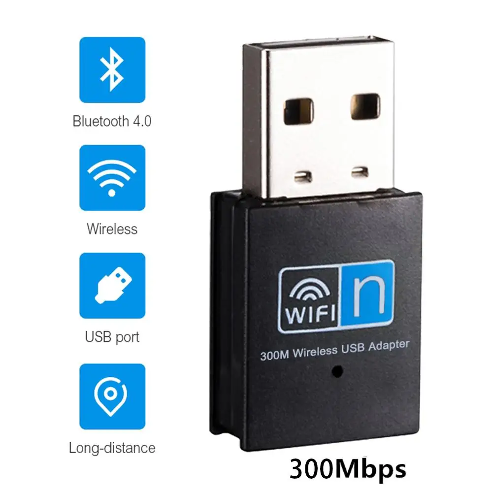 Беспроводной Bluetooth-адаптер 300 Мбит/с USB-адаптер приемник 2 4G Bluetooth V4.0 сетевой