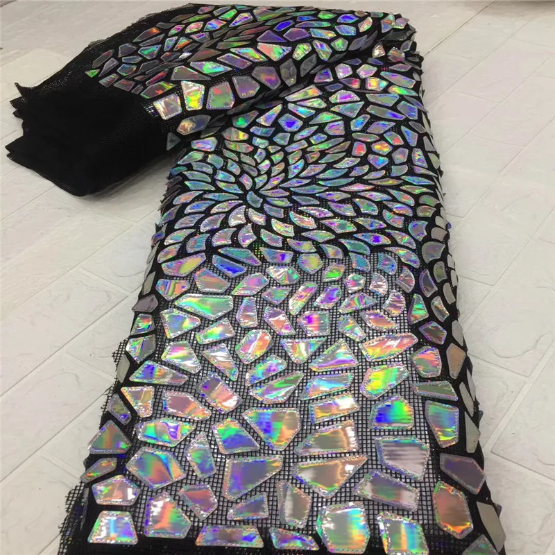 gold High Quality African nigerian tulle Lace Fabric Embroidery big Sequins guipure lace fabric French Tulle | Дом и сад