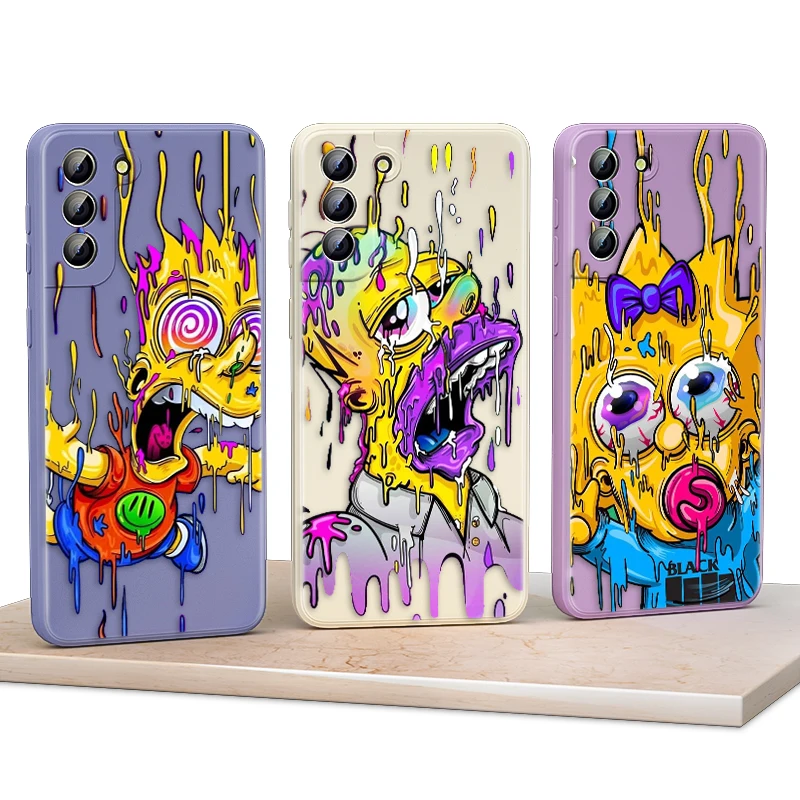 

The Simpsons color For Samsung Galaxy S21 S20 FE S10 Note20 Note10 Ultra Plus Lite Pro 5G Liquid Soft Phone Case