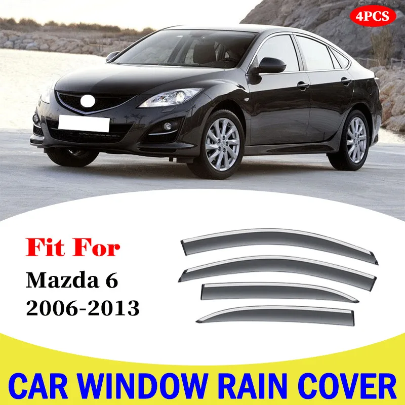 For Mazda 6 2006-2013 Window Visor Car Rain Shield Awning Trim Cover Side Window Deflector Door Rain Sun Shield Side Accessories