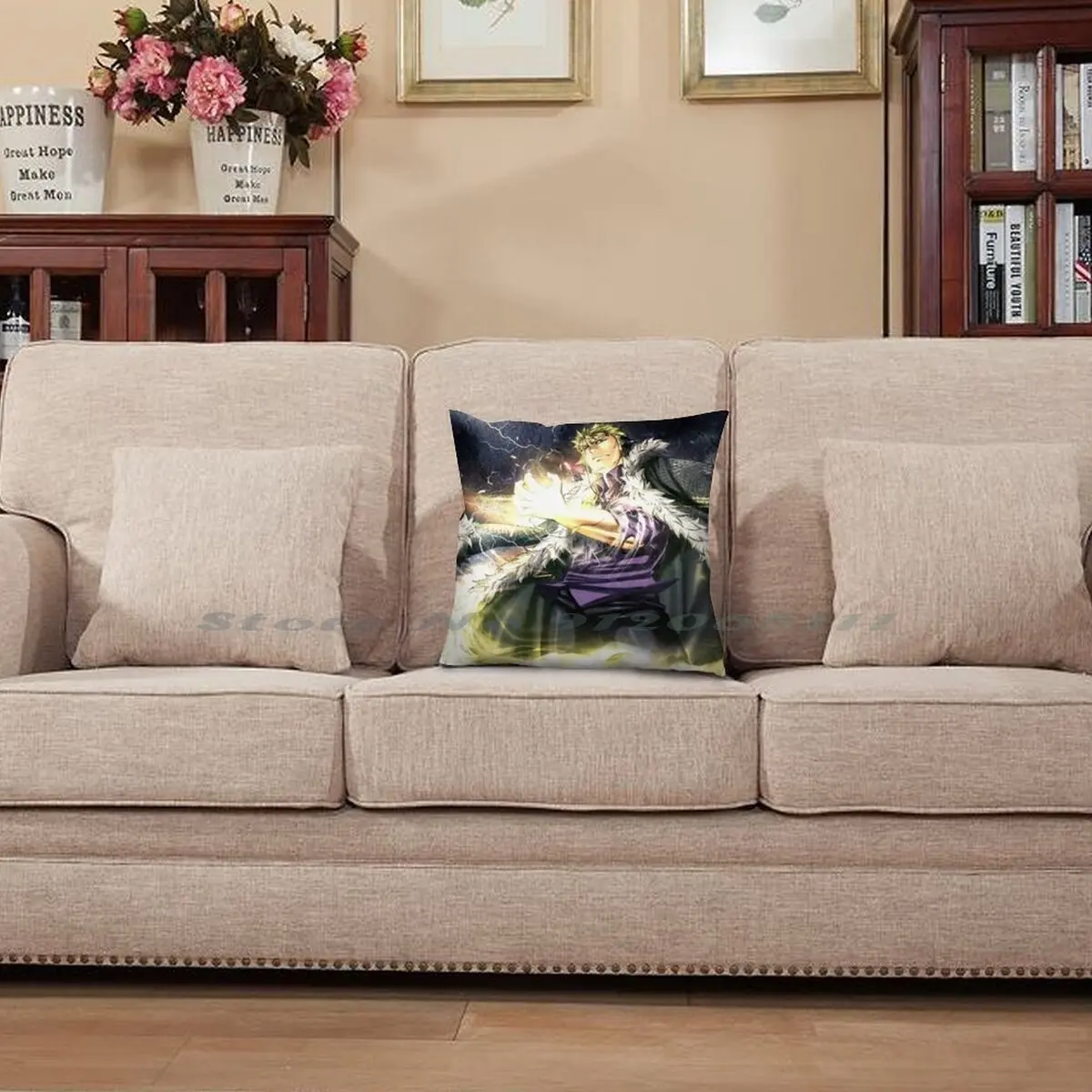 Laxus Pillow Case Throw Cover Cotton Linen Flax Fairy Tail Blue Bisca Freed Levy Lucy Natsu Gray Gajeel Juvia | Дом и сад