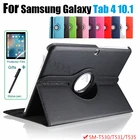 Чехол для Samsung Galaxy Tab 4 10,1 SM-T530 T530 SM-T531 T531 SM-T535 T535 360 Вращающийся чехол + ручка + пленка
