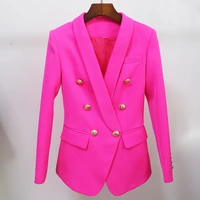 2021 newest designer blazer jacket womens slim fitting double breasted metal lion buttons shawl collar blazer