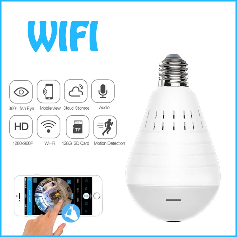 

Mini Camera Sailvde Security Protection Bulb 360 1.3MP Video Recorder Security Camera 960p IP Surveillance Cameras with Wifi