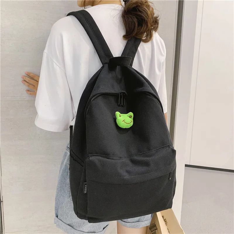 2019 Canvas Backpack Women Fashion Shoulder Bag Solid Color School for Teenage Girl Children Backpacks Travel Bags Mochilas | Багаж и