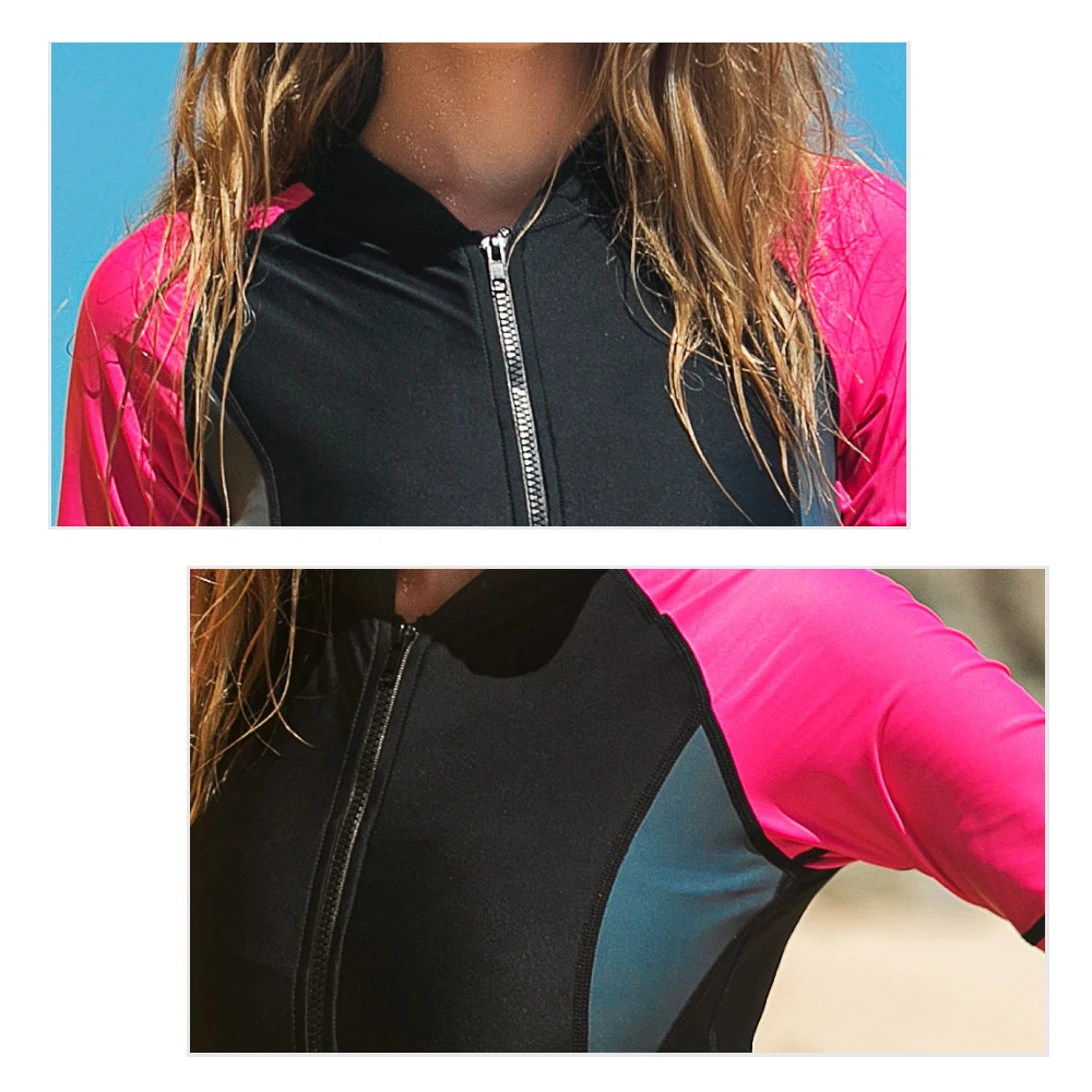 Слитный женский купальник SBART на молнии с защитой от сыпи купальный костюм