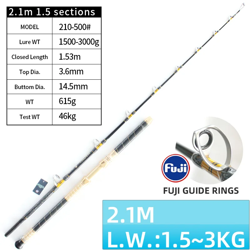 

2.1m Lure Weight 1000g To 2300g HAOYUworkshop Solid Glass Fiber Soltwater DeepSea Boat Fishing Rods Made In China