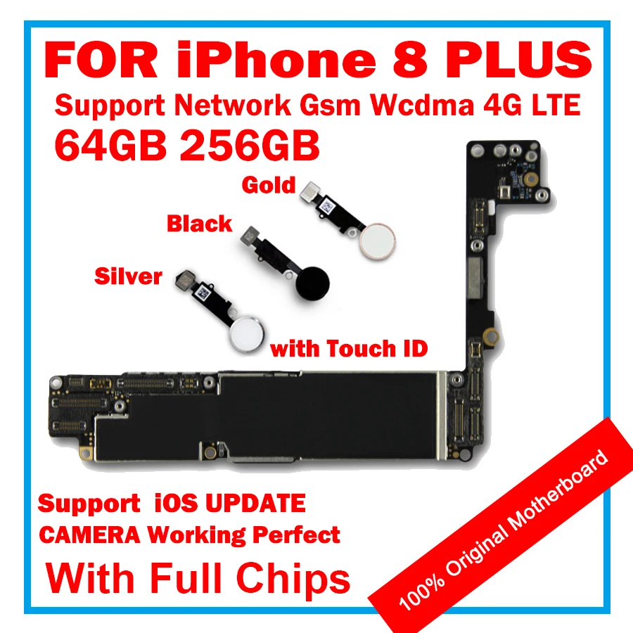 Материнская плата 64 Гб 256 ГБ для iphone 8 Plus с Touch ID/без ID 100% Оригинальный