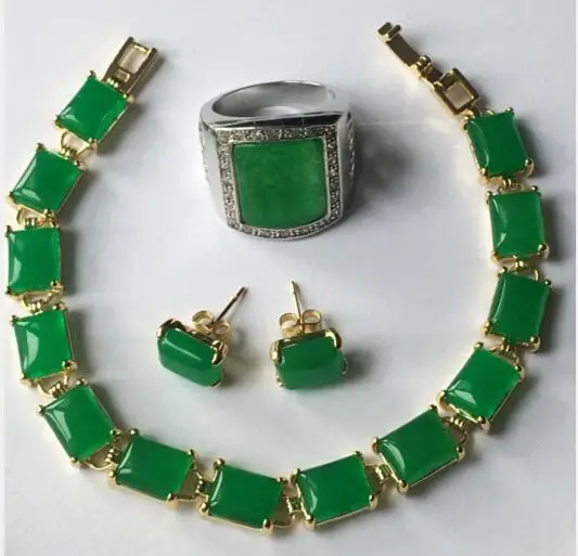 Новинка набор ювелирных изделий ручной работы: зеленый нефритовый