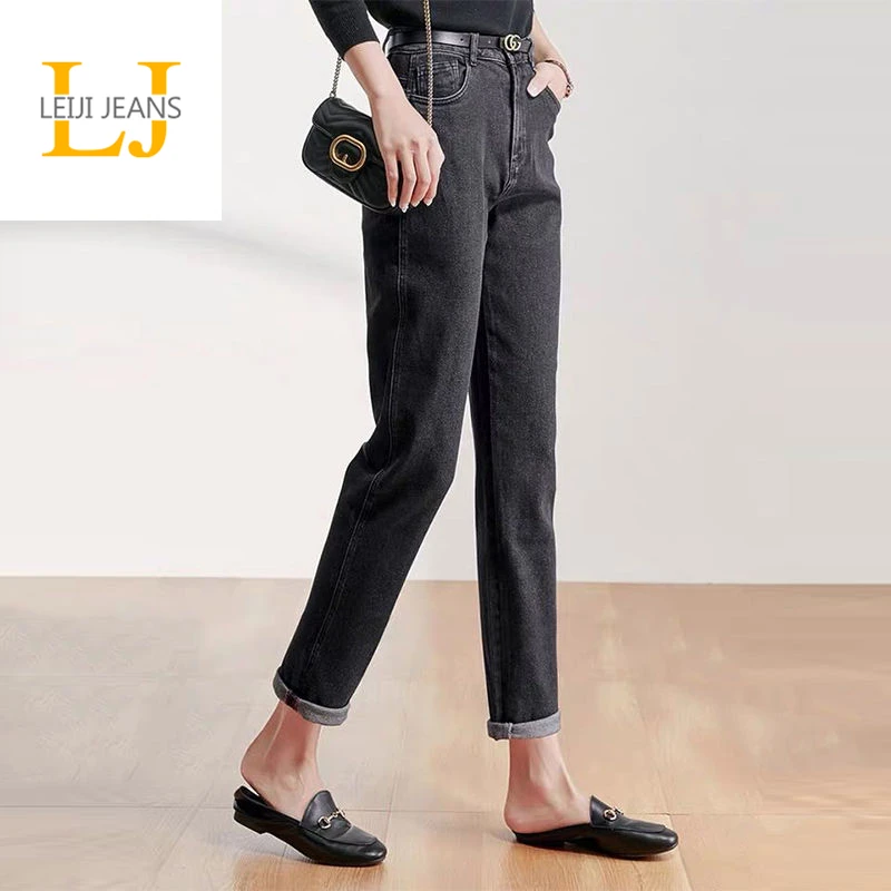Женские джинсы бойфренды размера плюс мягкие повседневные Черные Новое